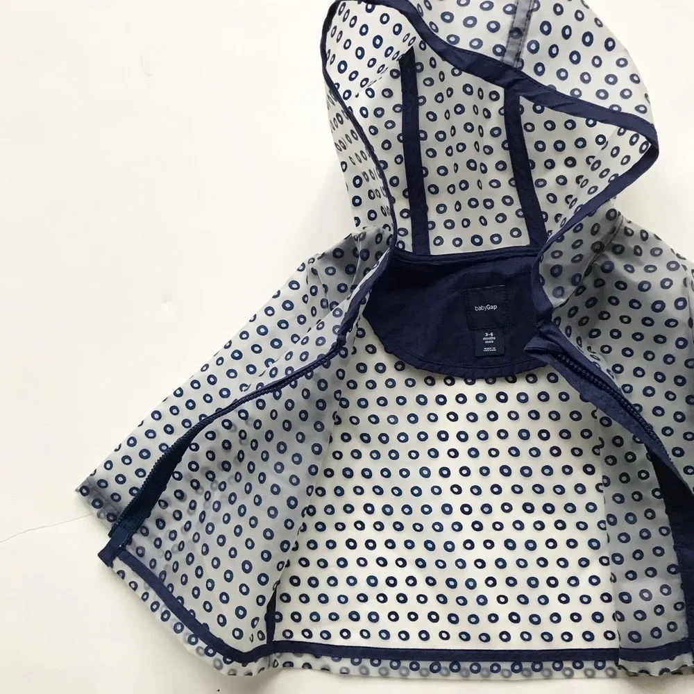 Babygap navy transparent hooded rain jacket EUC 3-6 months